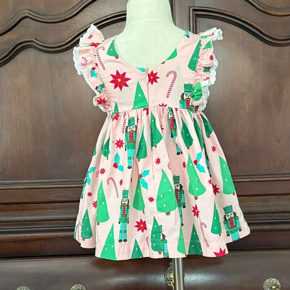 Eleanor Rose Christmas Dress 18M Pink Green Nutcracker Tree Holiday Boutique